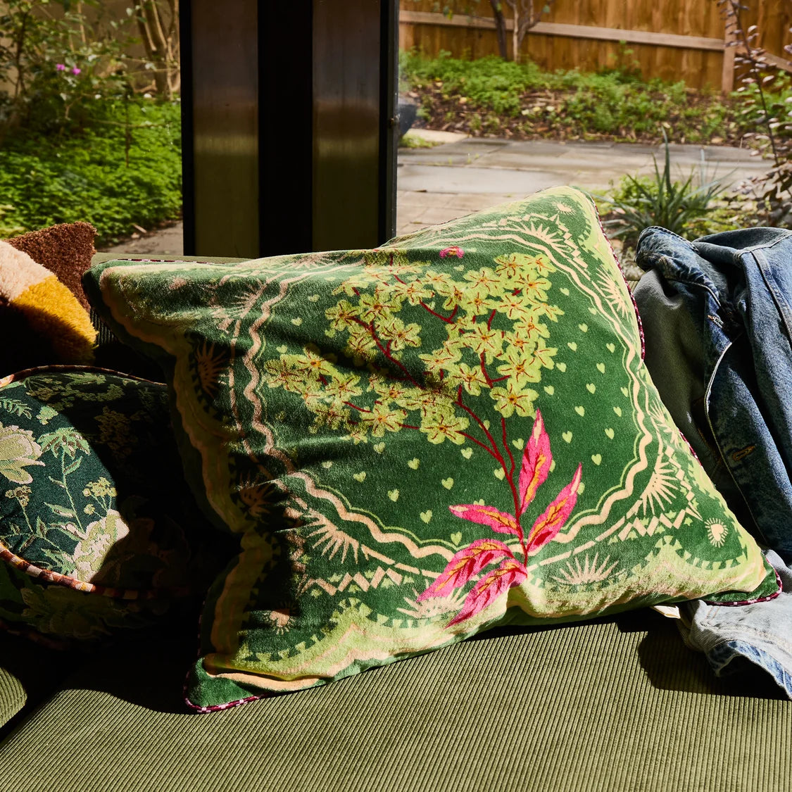 SAGE X CLARE Marnie Velvet Cushion HUNTER GREEN
