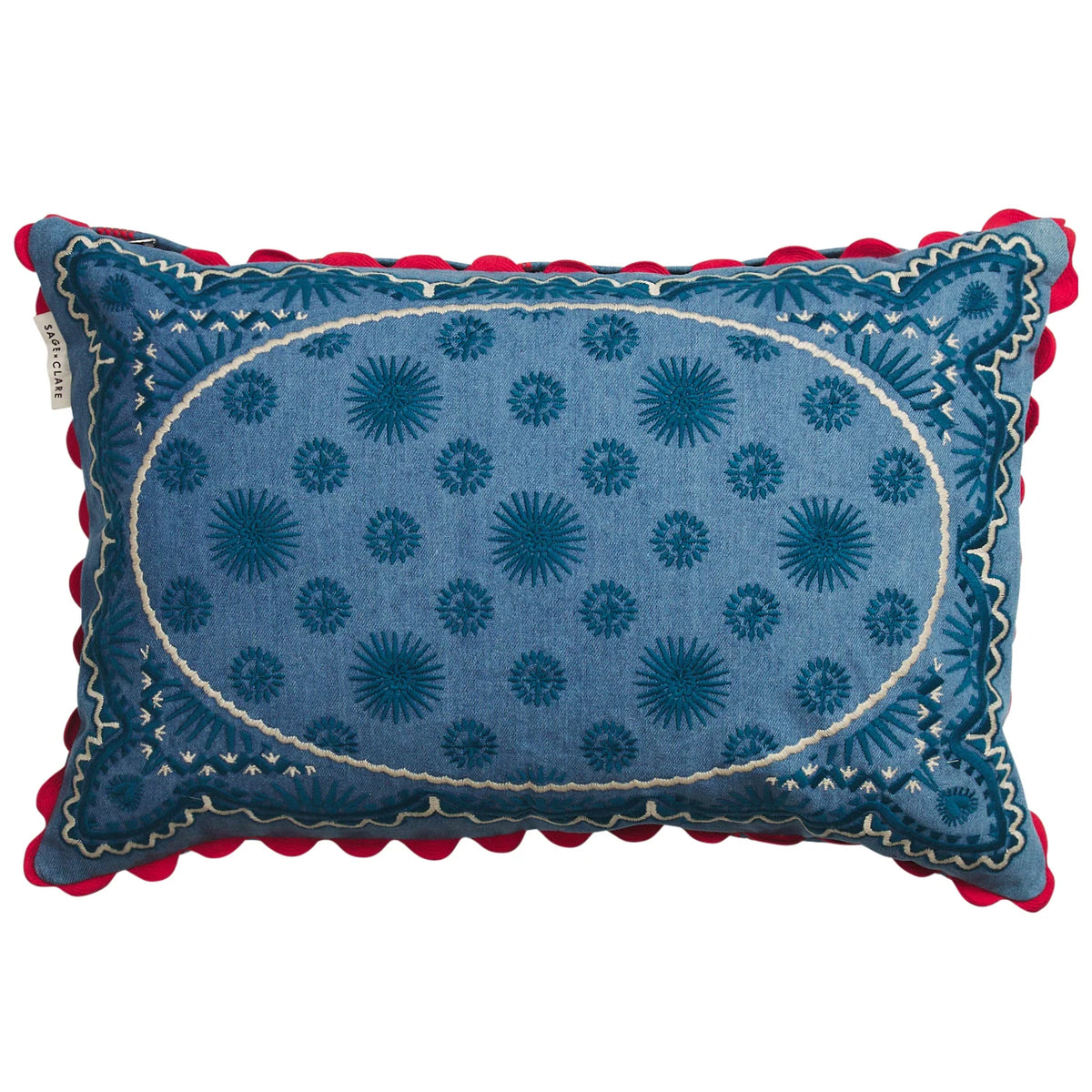 SAGE X CLARE Anneliese Reversible Denim Cushion POPPY