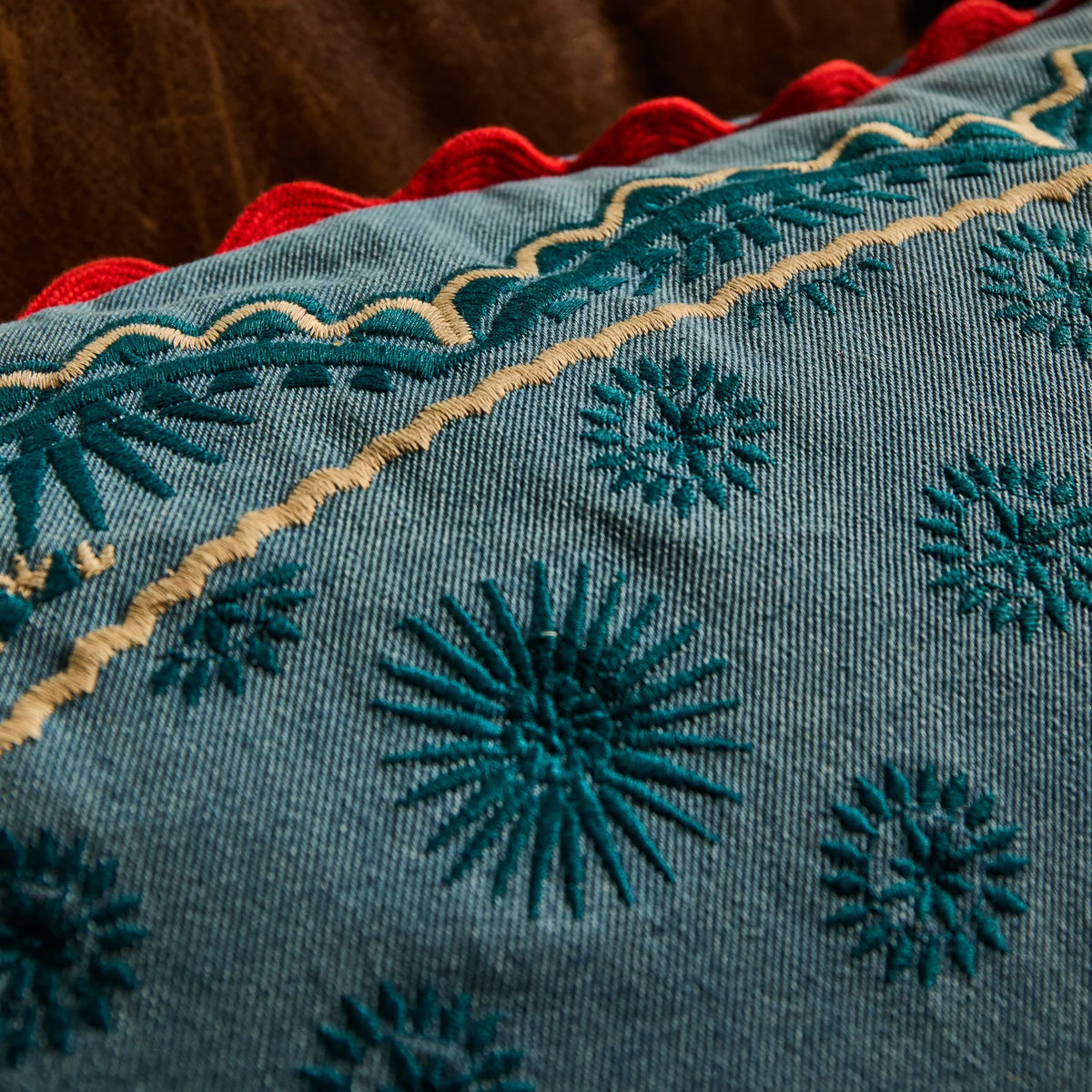 SAGE X CLARE Anneliese Reversible Denim Cushion POPPY
