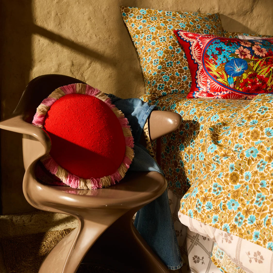 SAGE X CLARE Reese Round Cushion POPPY