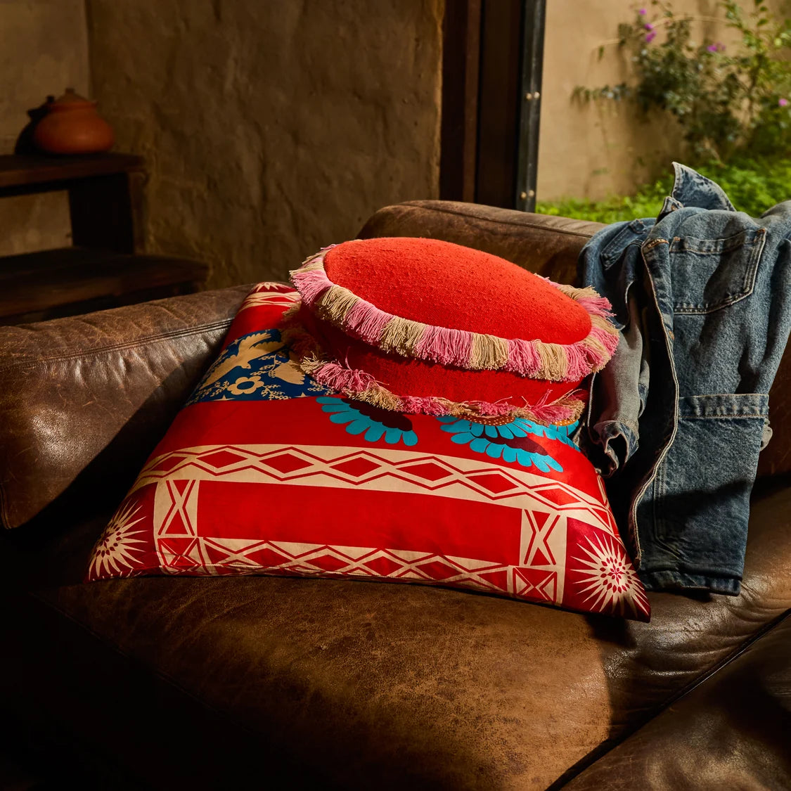 SAGE X CLARE Reese Round Cushion POPPY