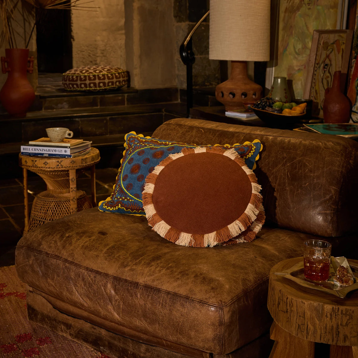 SAGE X CLARE Reese Round Cushion UMBER