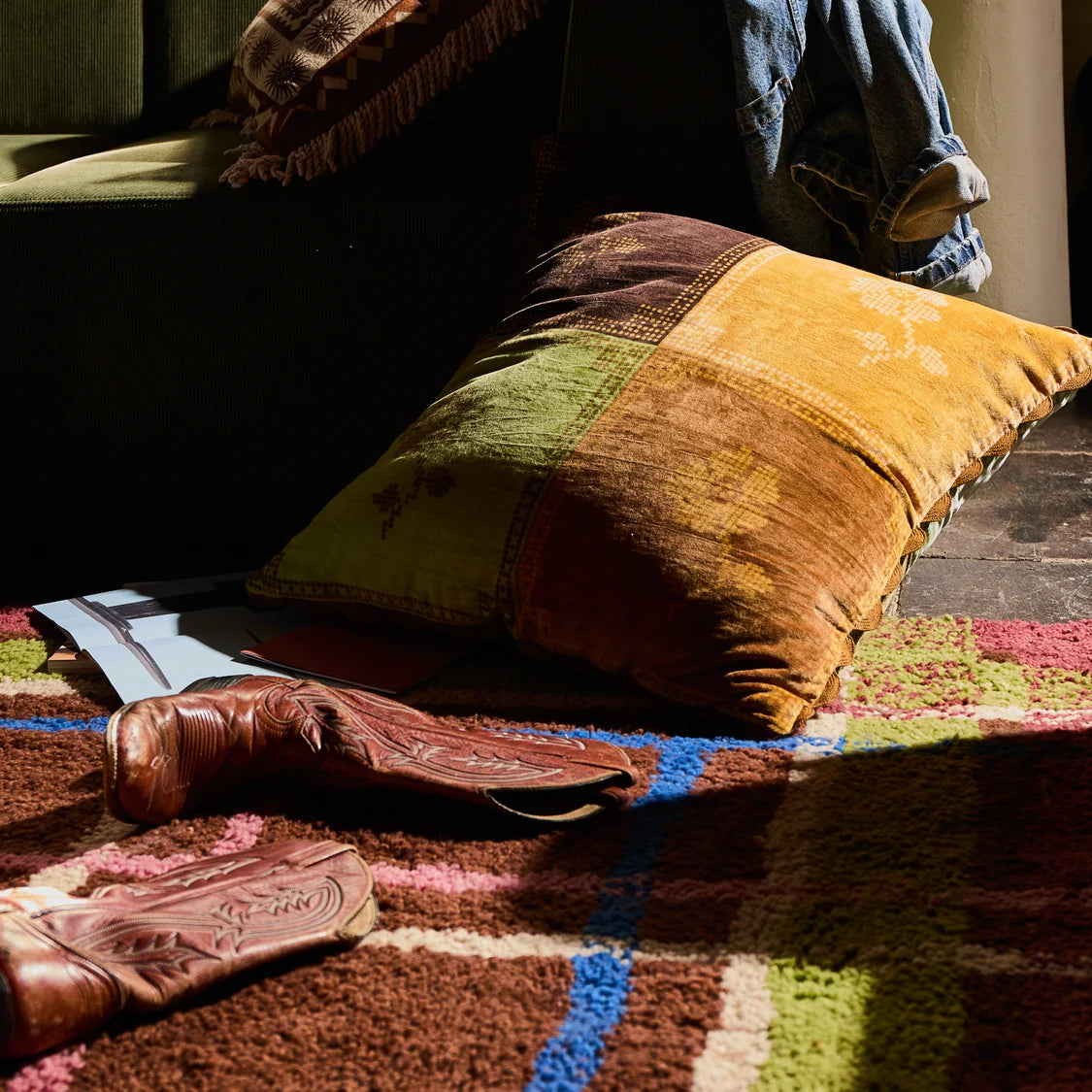 SAGE X CLARE Bonny Reversible Velvet Cushion TIGERS EYE