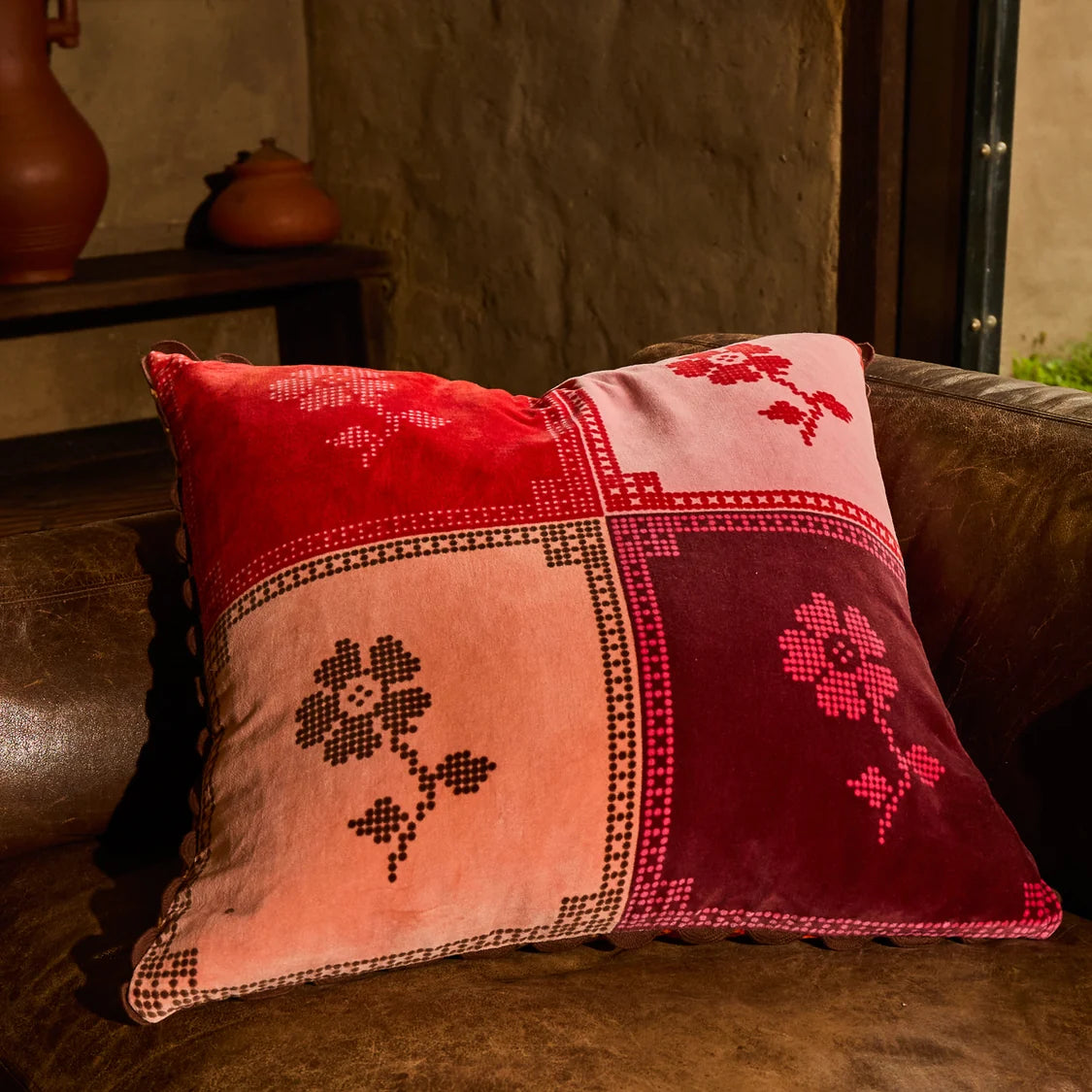 SAGE X CLARE Bonny Reversible Velvet Cushion SIENNA