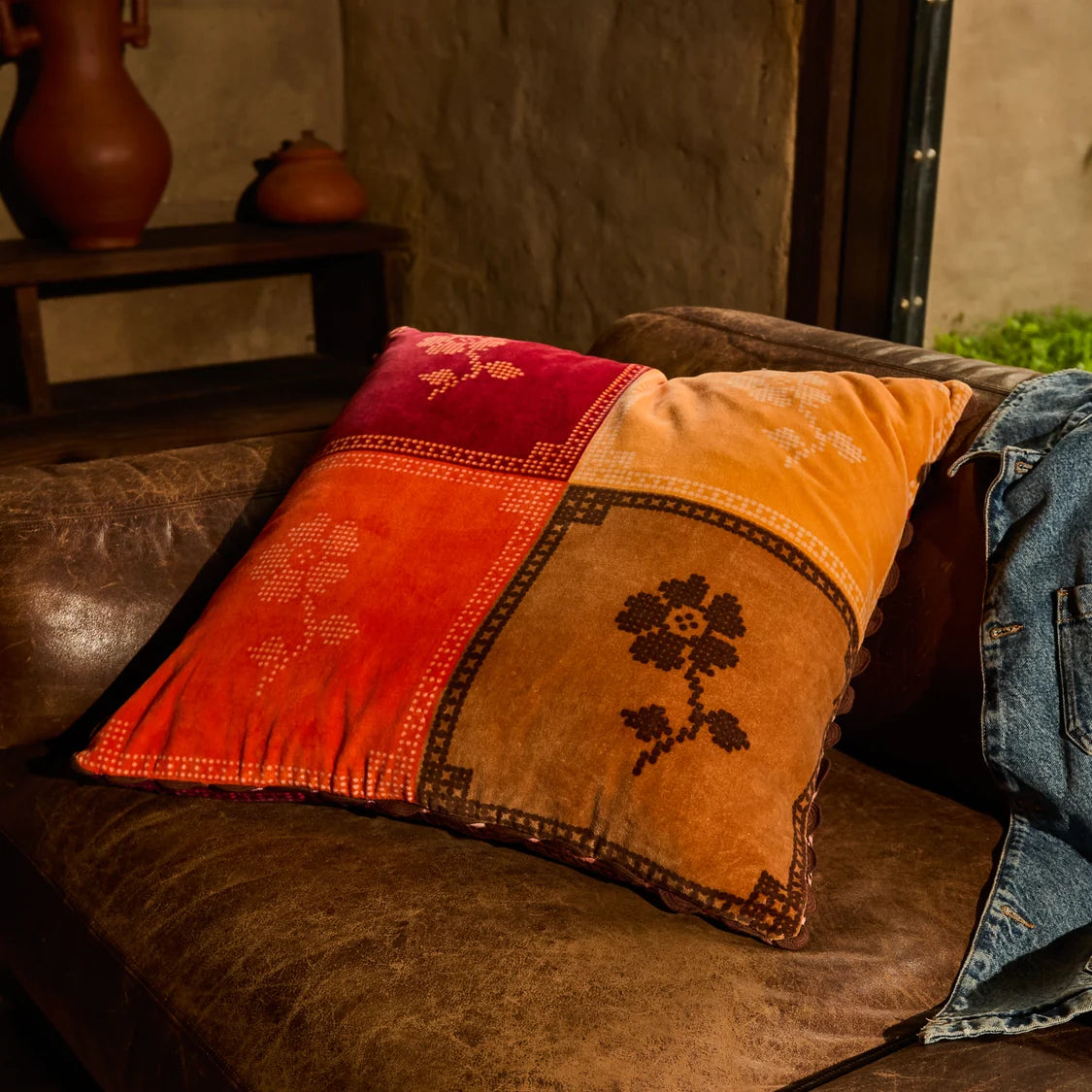 SAGE X CLARE Bonny Reversible Velvet Cushion SIENNA