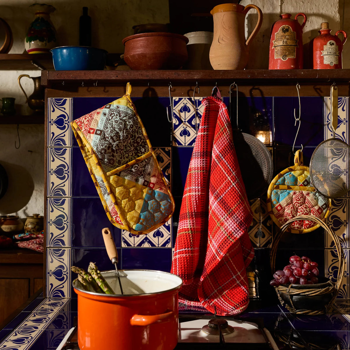 SAGE X CLARE Frances Waffle Tea Towel POPPY