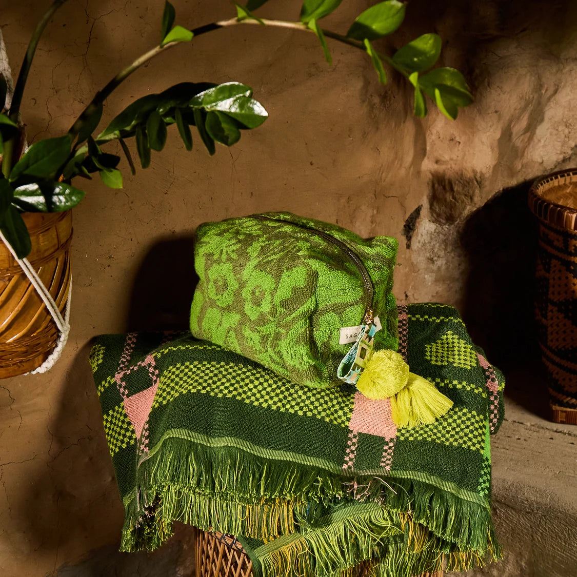 SAGE & CLARE Indiana Terry Pouch Cactus Green LARGE