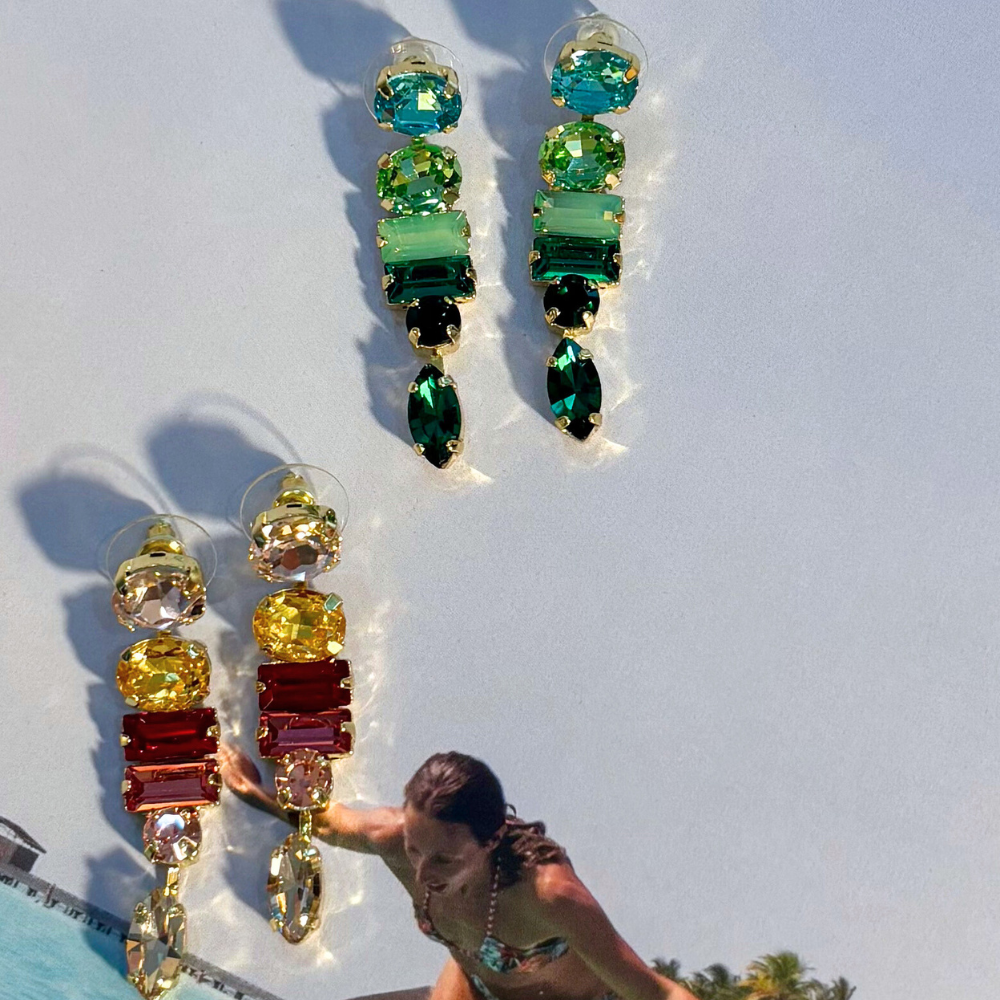 Alana Statement Earrings BLUE/GREEN