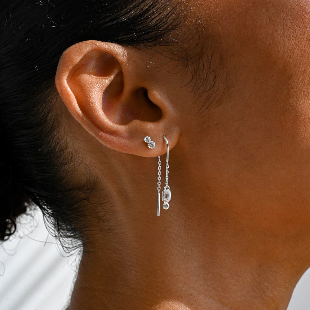 LINDA TAHIJA Duo Stud White Topaz SILVER