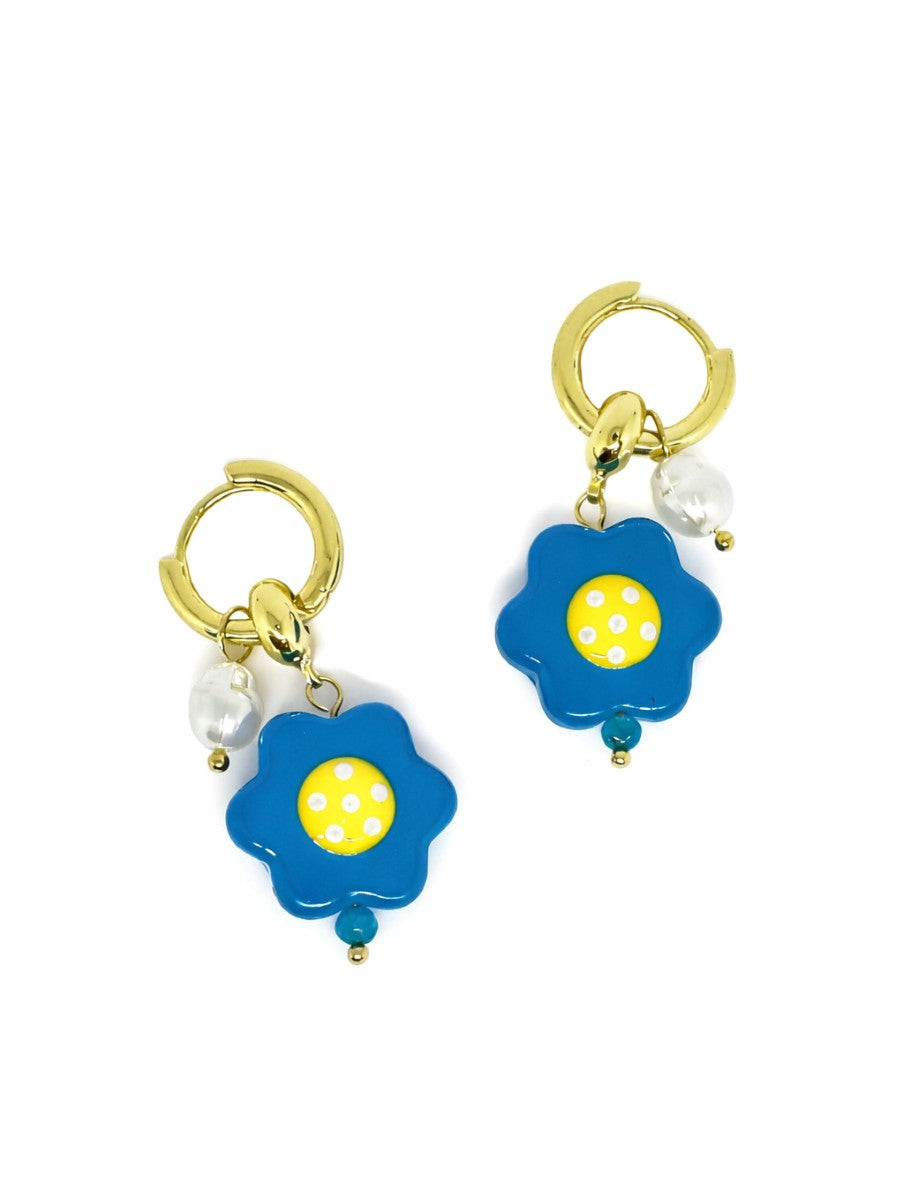 Hanging Daisy Flower Huggie BLUE