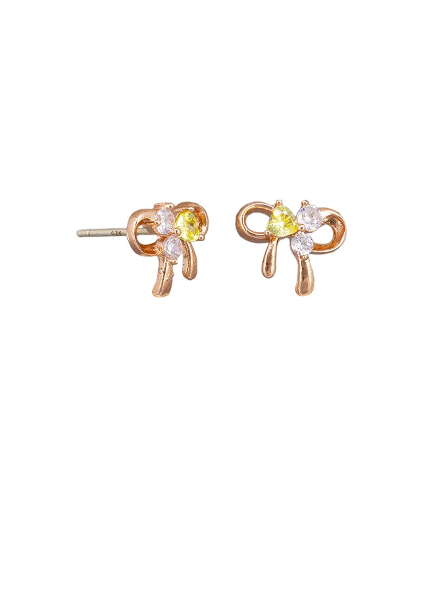 TT24 Rose Gold Crystal Bow Studs