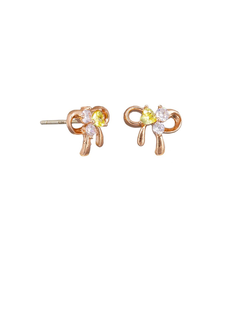 Tiger Tree Rose Gold Crystal Bow Studs