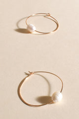 ADORNE Simple Pearl Fine Wire Hoops