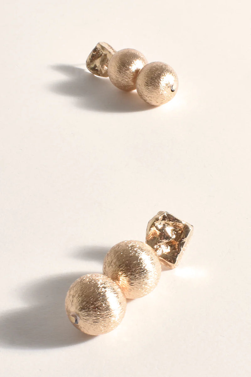 ADORNE Textured Double Ball Drop Earrings