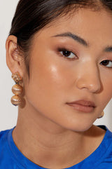 ADORNE Textured Double Ball Drop Earrings