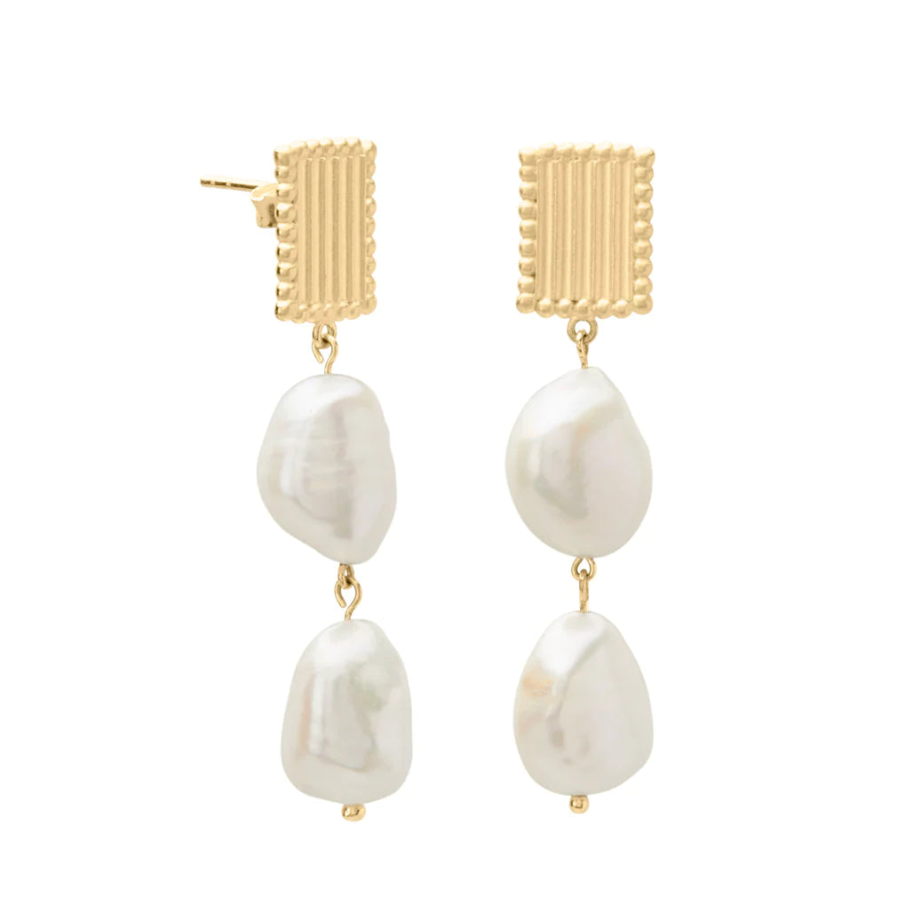 MURKANI Aphrodite Goddess Medium Pearl Earrings GOLD