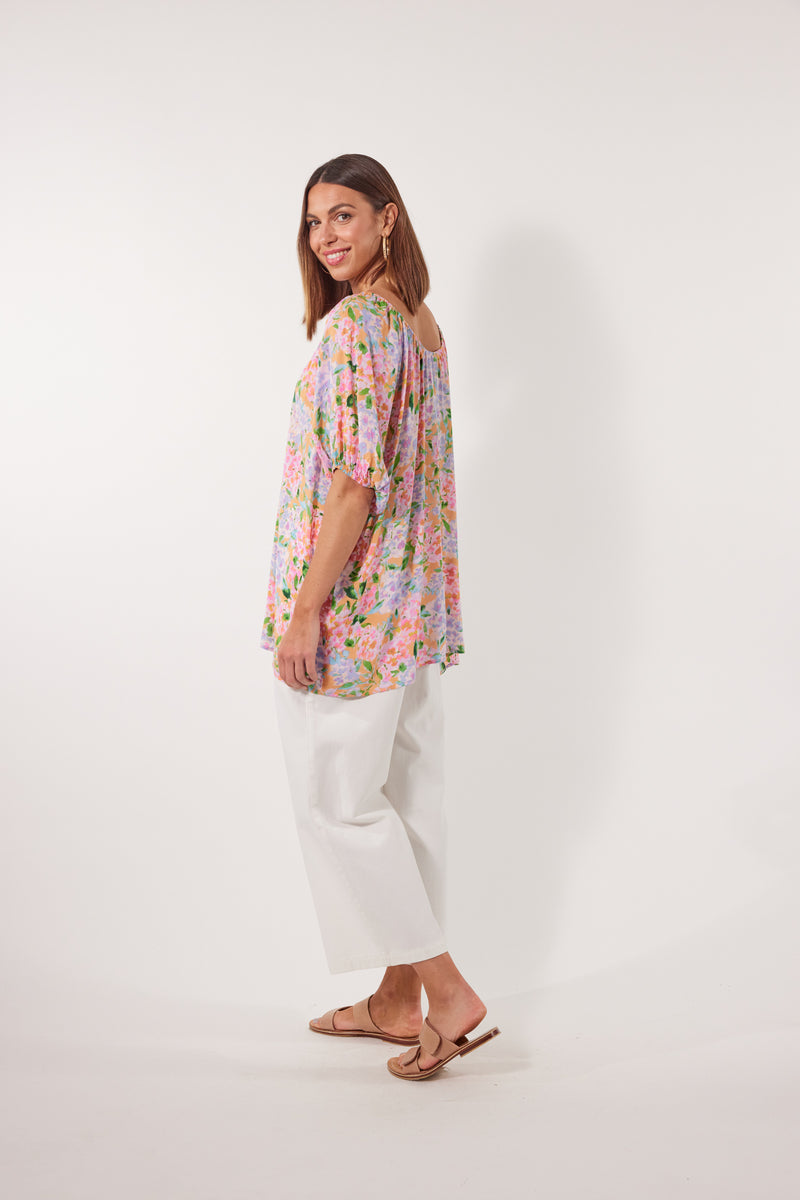 ISLE23 Botanical Relax Top ONE SIZE - SUNSET HYDRANGEA