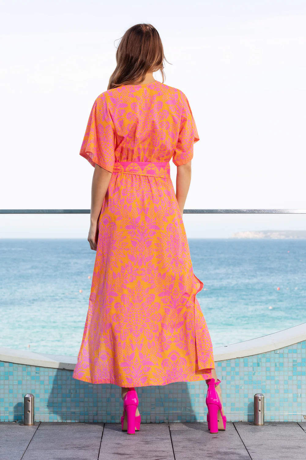 LOLA Norman Dress PINE PINK & ORANGE