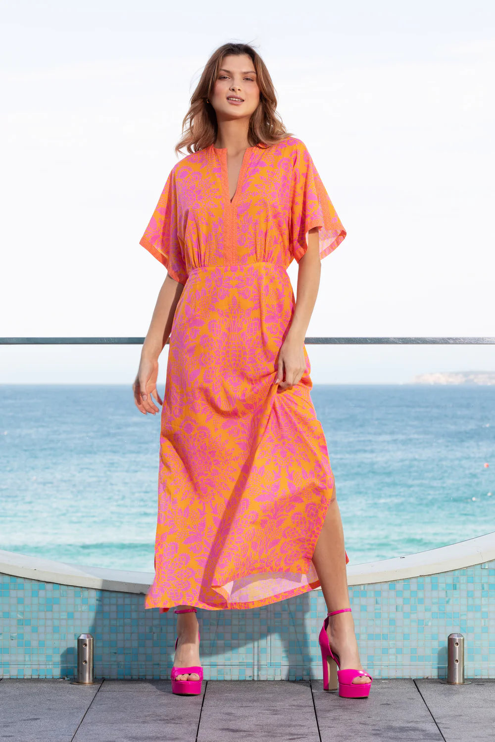 LOLA Norman Dress PINE PINK & ORANGE