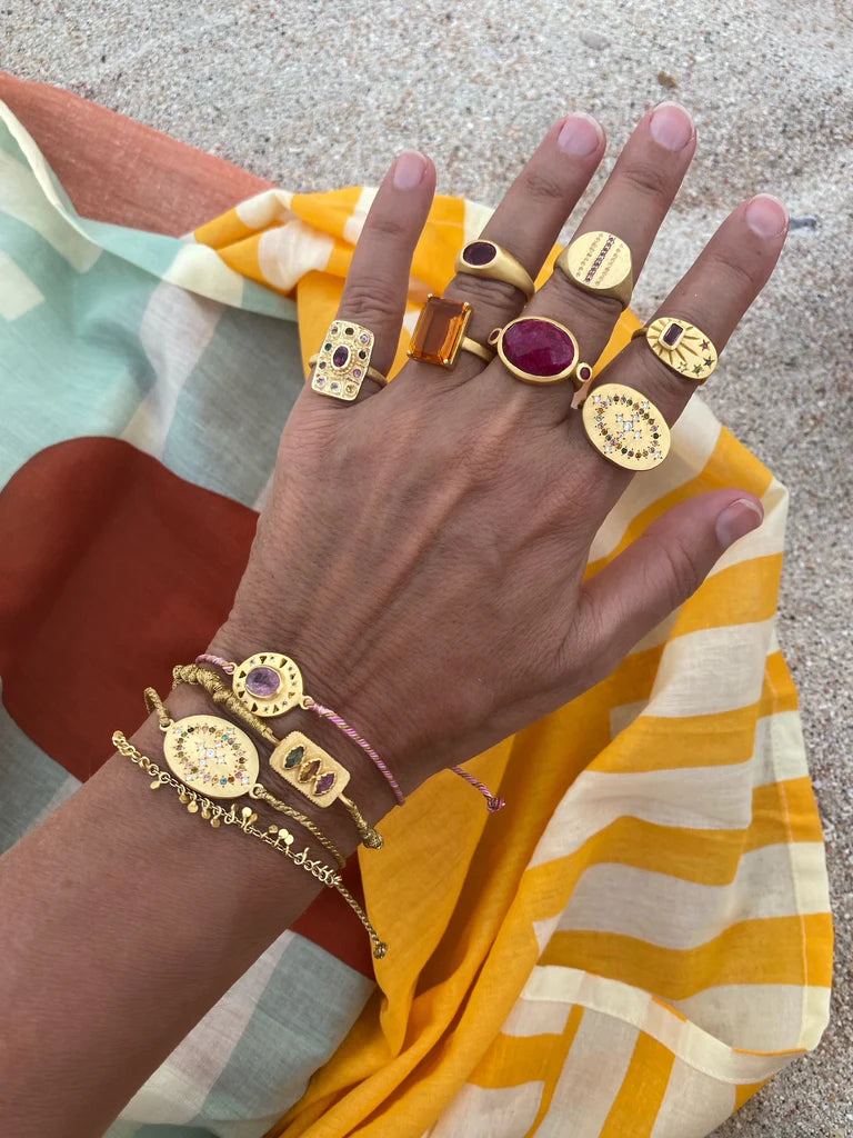 RUBY TEVA Beldi Gold String Bracelet MULTI TOURMALINE
