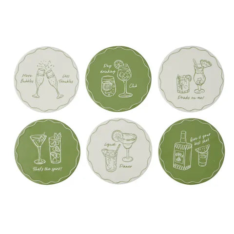 HAPPY HOUR Ceramic Coasters SET 6