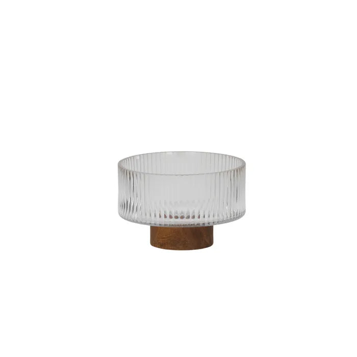 Bosco Glass + Wood footed Bowl