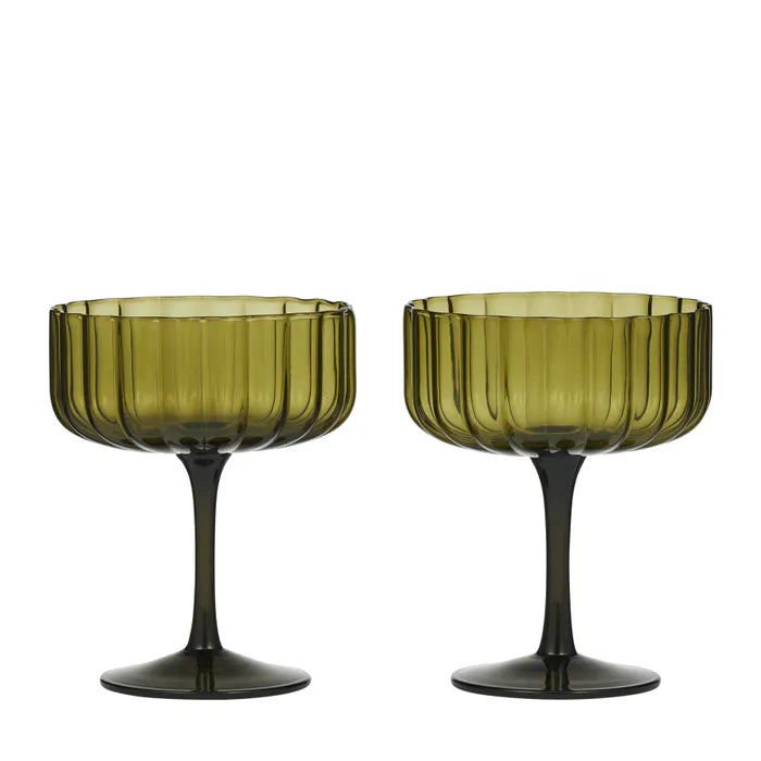 Hazel Glass Coupes SET 2 OLIVE