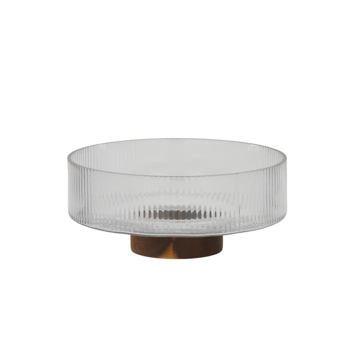 Bosco Glass + Wood Footed Bowl LARGE