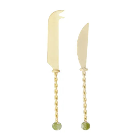 AMALIA Resin Cheese Knives SET 2 OLIVE