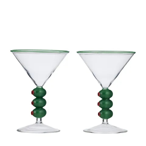 Olive Cocktail Glasses Set 2