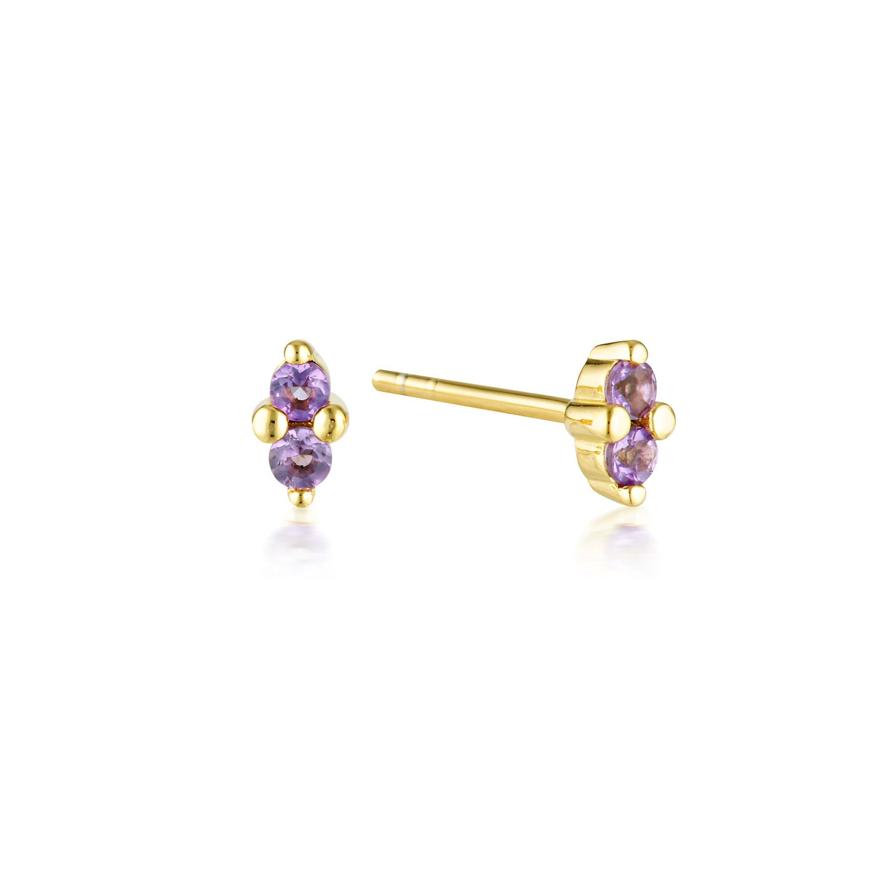 LINDA Birthstone Stud AMETHYST GOLD