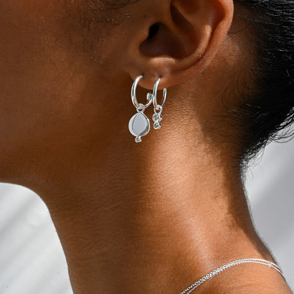LINDA Duo Huggie Hoops White Topaz SILVER