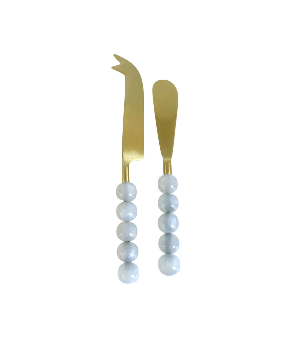 FLAIR White & Gold Sphere Handle Cheese Knife