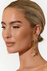 Floral Long Drop Earrings GOLD