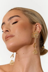 Floral Long Drop Earrings GOLD