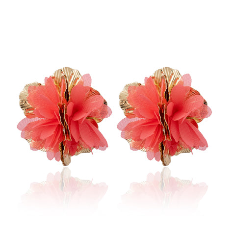 Flora Earrings GOLD & CORAL