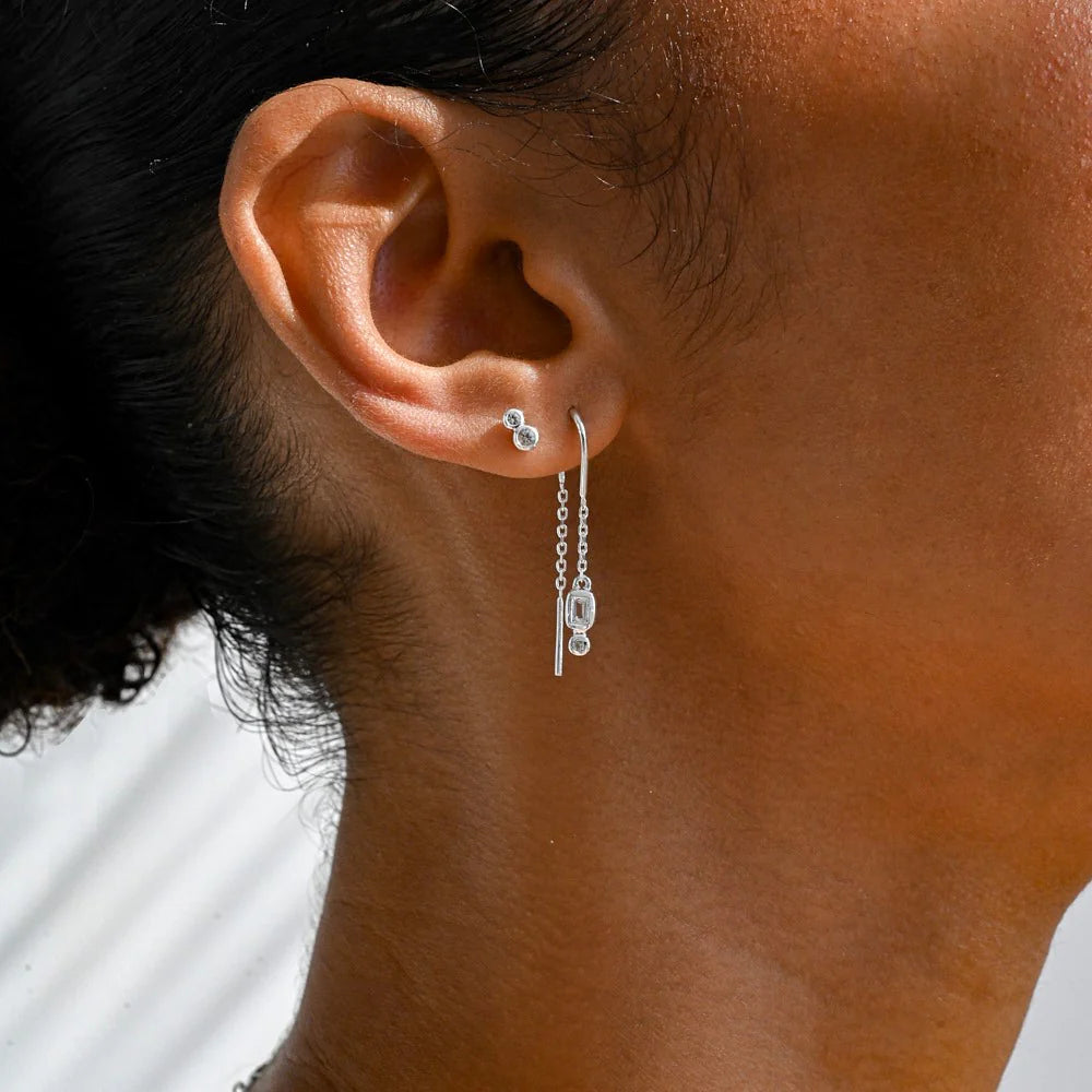 LT Form Thread Earrings White Topaz SILVER