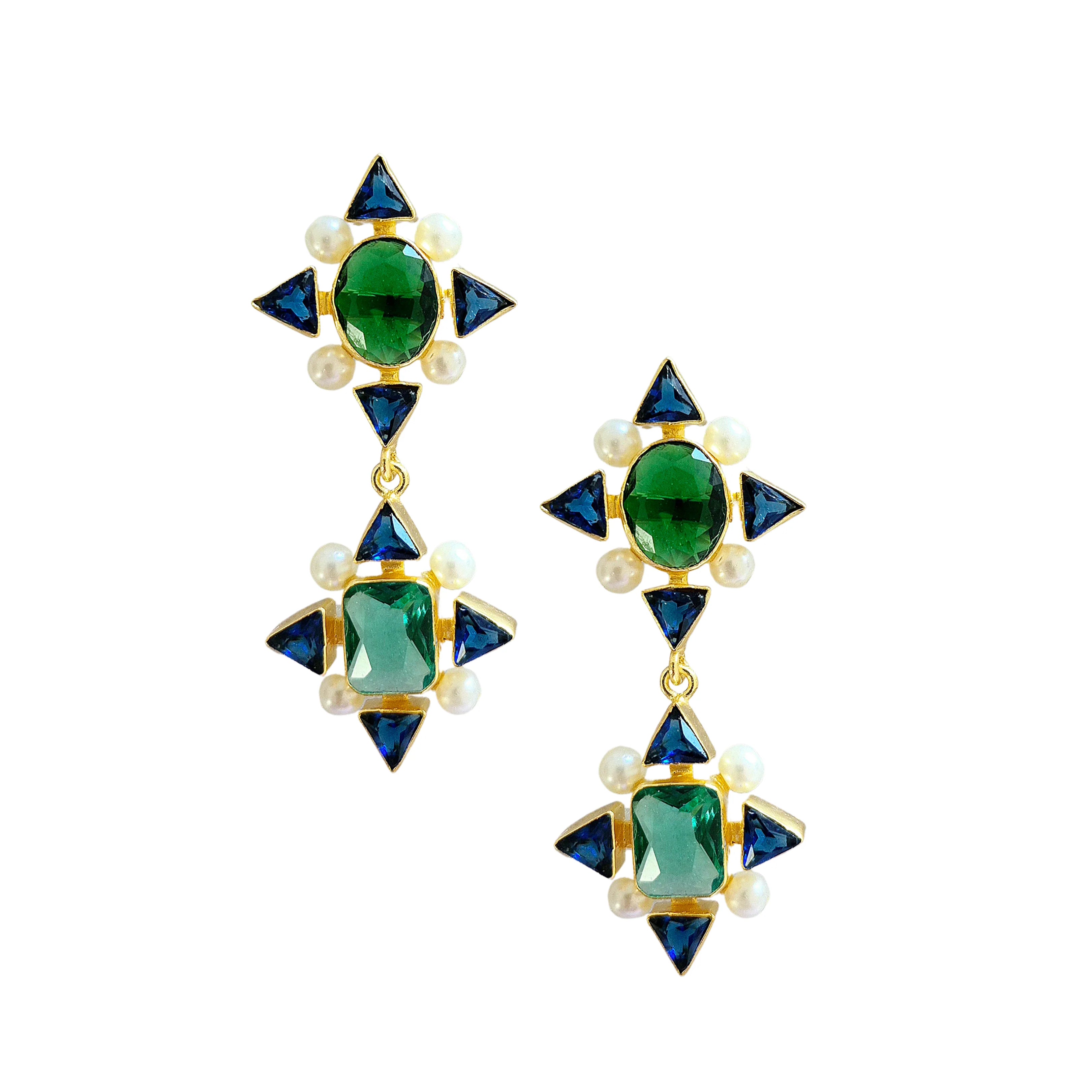Four Point Gem Earrings GREEN