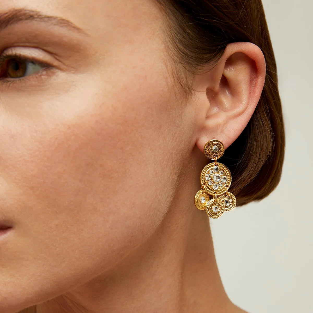 GAS BIJOUX Double Drop Sequin Earrings CRYSTAL