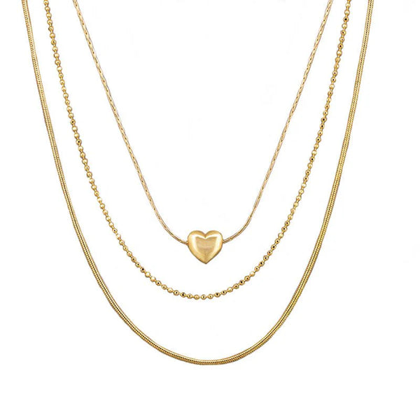 Tiger Tree Multi Chain Heart Necklace GOLD