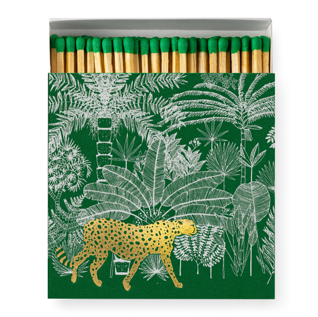 ARCHIVIST Square Box Matches GREEN CHEETAH