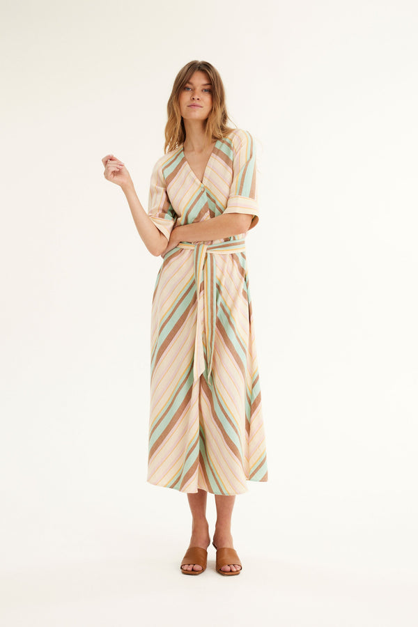 SUMMERY Imana Button Dress OCEAN WAVE