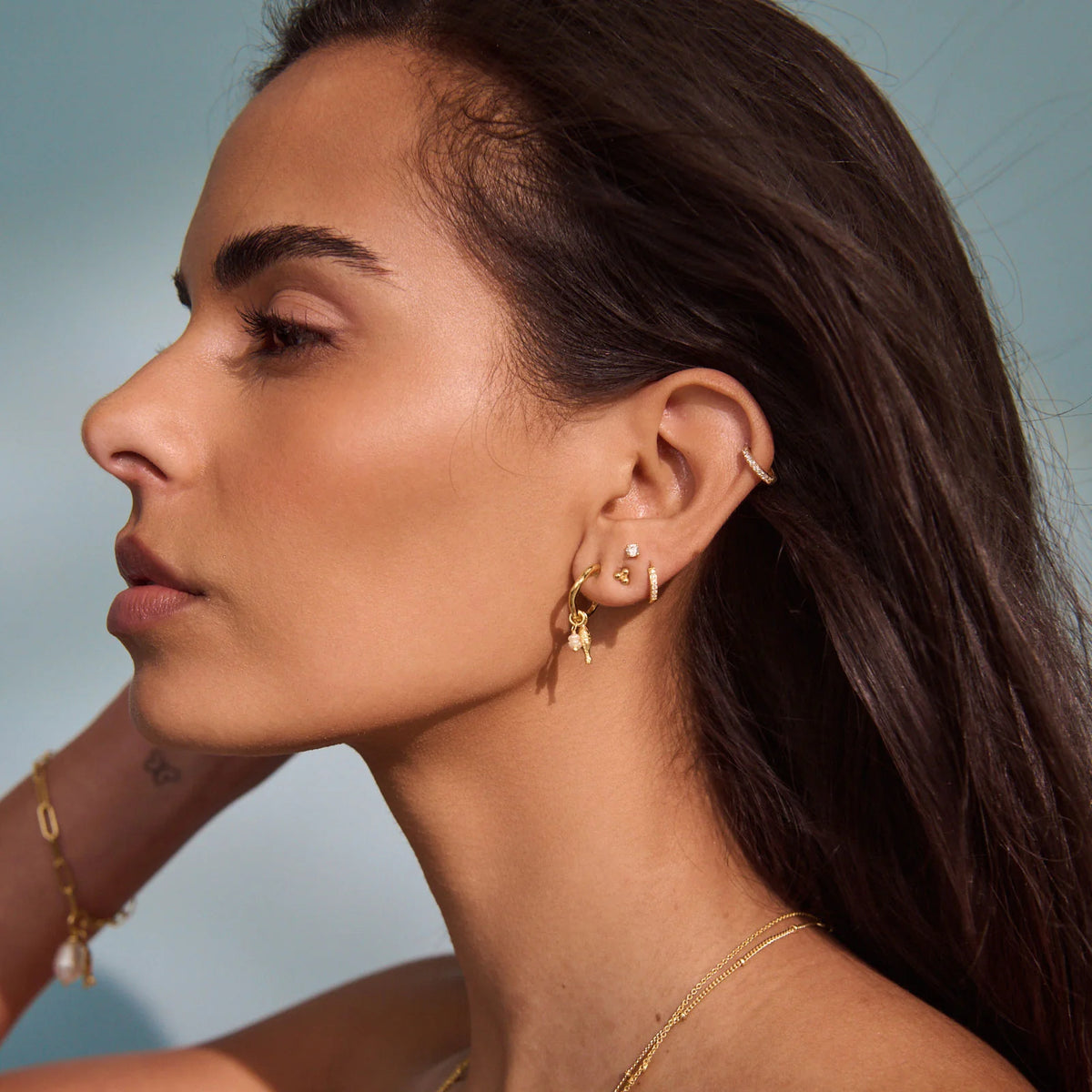 MURKANI Of the Sea Pearl Hoop with Fish GOLD
