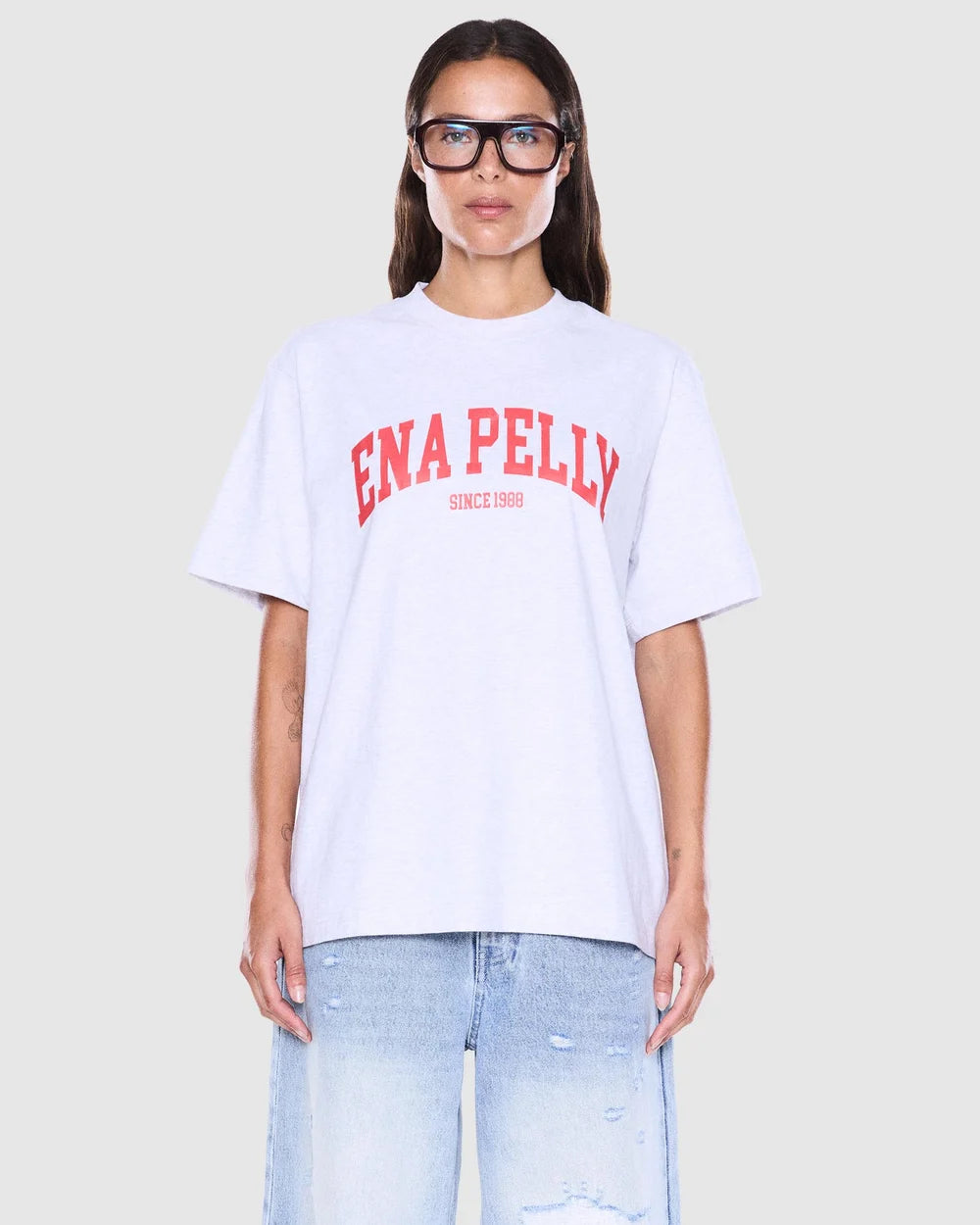 ENA PELLY Sophia Tee  WHITE MARLE / RED