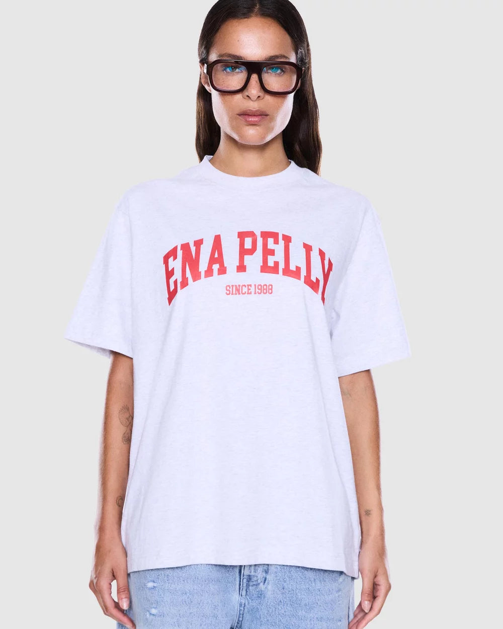 ENA PELLY Sophia Tee  WHITE MARLE / RED