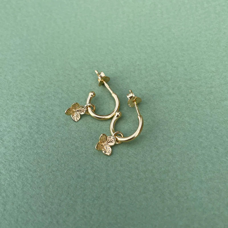 Linda Tahija Hydrangea Charm Hoops GOLD