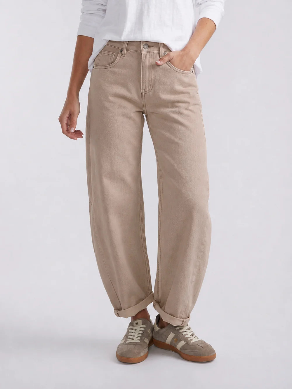 ITALIAN STAR Idaho Barrel Jean BEIGE