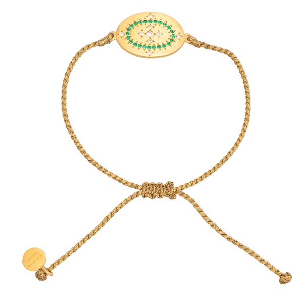 RT23 Cleopatra Gold String Bracelet GREEN ZIRCON