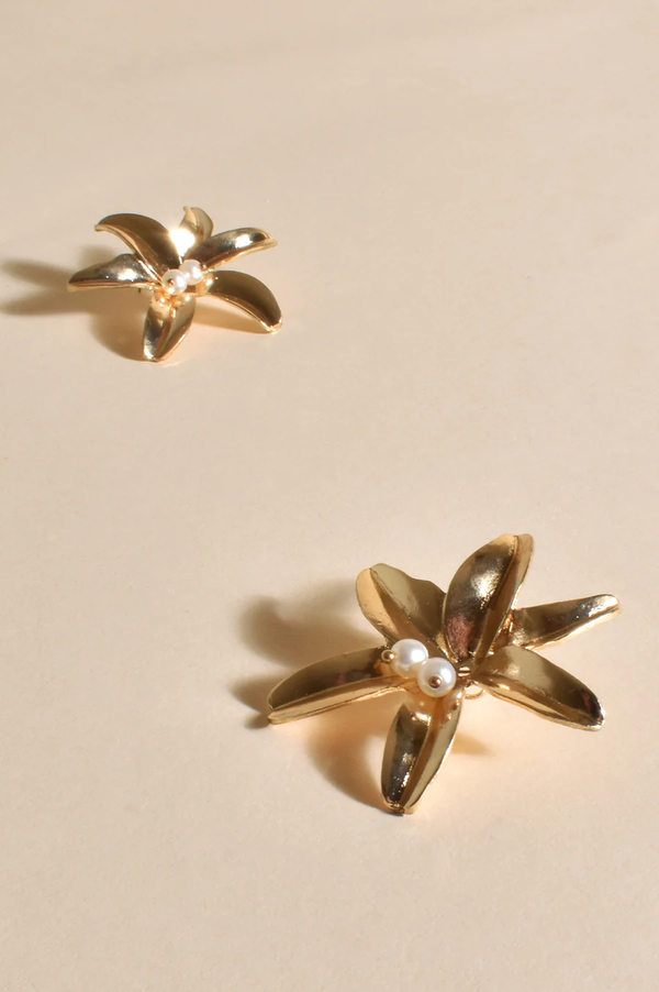 ADORNE Blooming Lily Earrings GOLD