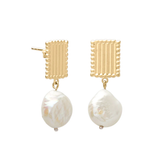 MURKANI Aphrodite Goddess Small Pearl Earrings 18K GOLD PLATE